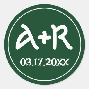 Elegante Initialen keltische Schriftart Grüne Hoch Runder Aufkleber