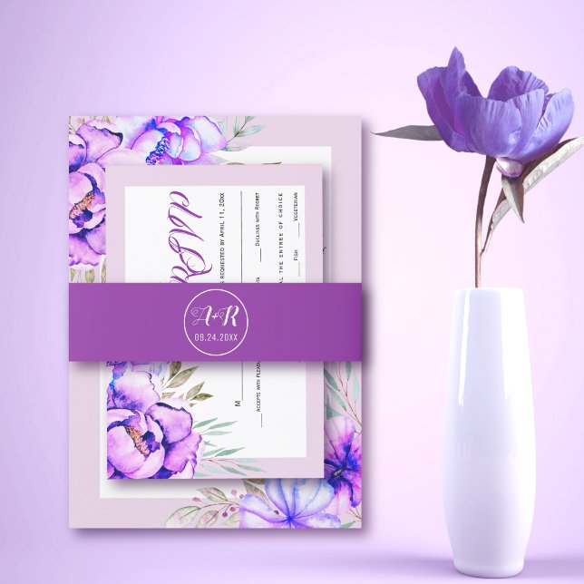 Elegante Initialen lila Einladungsbanderole (Von Creator hochgeladen)