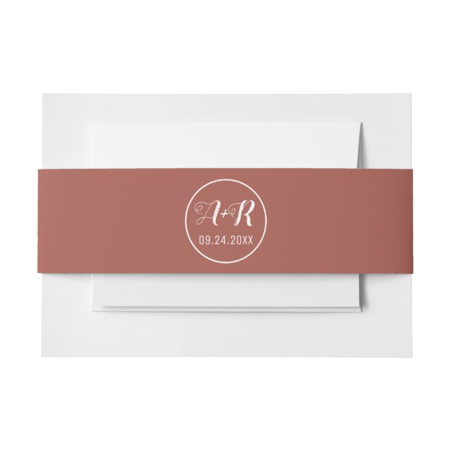 Elegante Initialen Terracotta Braun Hochzeit Einladungsbanderole (Vorderseite Beispiel)