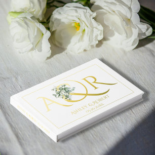 Elegante Initialen und Eukalyptus-Hochzeitfolie Gästebuch