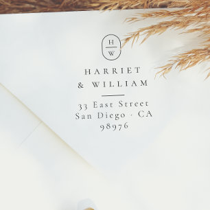 Elegante Initials Wedding Monogram Rücksendeadress Permastempel