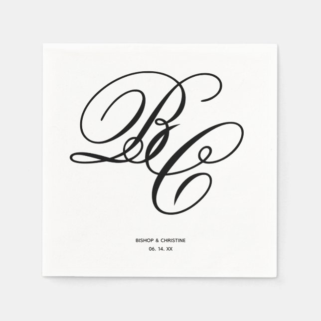 Elegante Initials Wedding Napkins Serviette (Vorderseite)