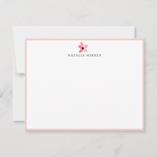 Elegante Insel Rosa Botanische Blume Mitteilungskarte (Vorderseite)