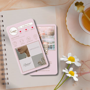 Elegante Instagram 4 Foto Gird Pink Business Card Visitenkarte
