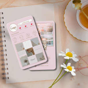 Elegante Instagram Foto Collage Pink Business Card Visitenkarte