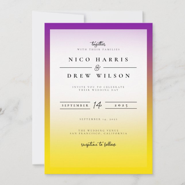 Elegante Intersex Pride Wedding Einladung (Vorderseite)