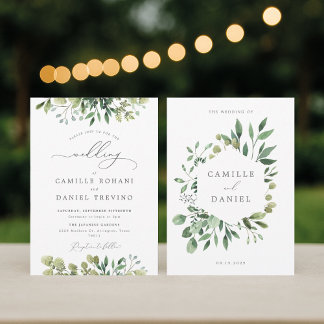 Elegante Invitación a la Boda Verde con Botánica Einladung