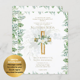 Elegante Invitación De Boda Católica Bilingüe Inv Einladung