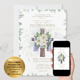 Elegante Invitación De Boda Católica Bilingüe Inv Einladung