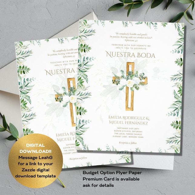 Elegante Invitación De Boda Católica Bilingüe Inv Flyer (Von Creator hochgeladen)