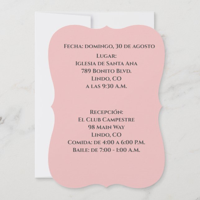 Elegante Invitacion de Quince Años - Quinceanera Einladung (Rückseite)