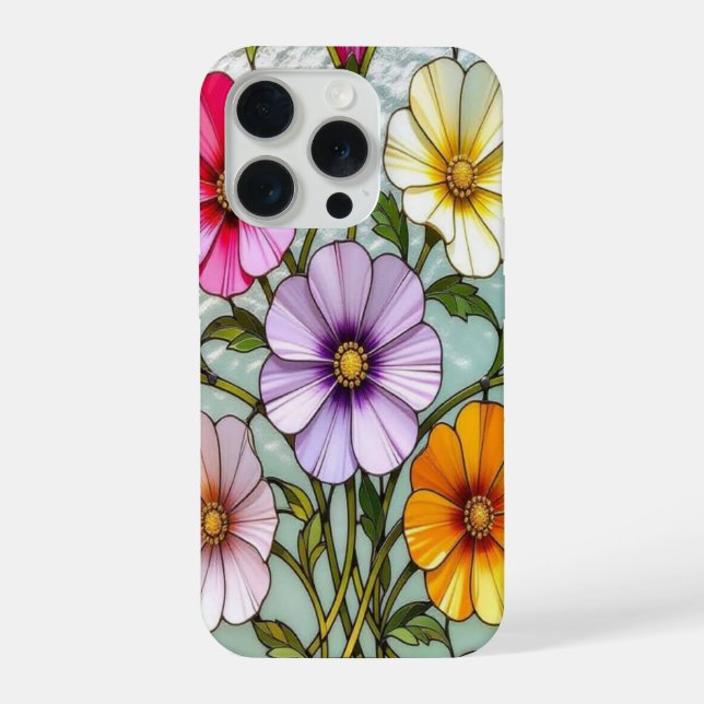 Elegante iPhone-Hülle mit Wildblumen und Bleiglas iPhone Hülle (Rückseite)