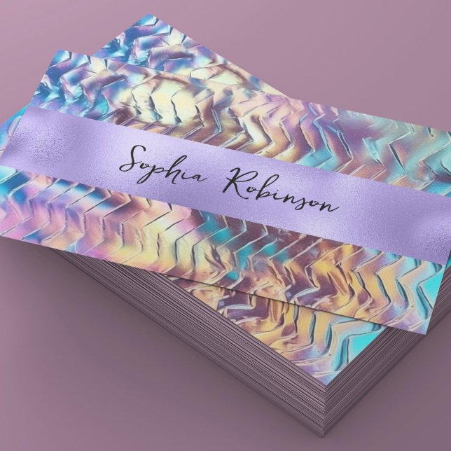 Elegante Iridescent and Lila Foil Business Card Rabattkarte (Von Creator hochgeladen)