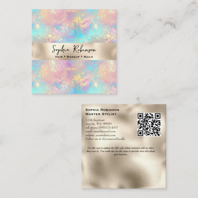 Elegante Iridescent and Pearl Foil Business Card Rabattkarte (Vorne/Hinten)