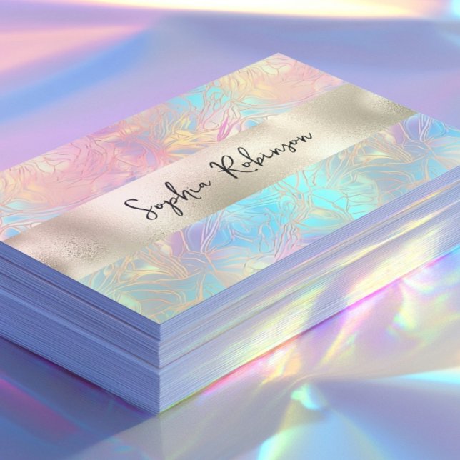 Elegante Iridescent and Pearl Foil Business Card Rabattkarte (Von Creator hochgeladen)