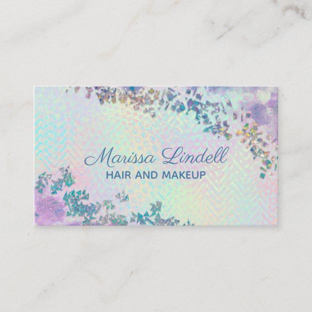 Elegante Iridescent Glitzer Business Card Visitenkarte (Vorderseite)