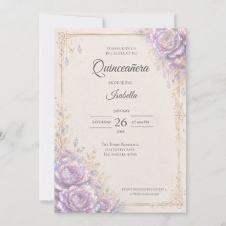 Elegante iridierende Floral Quinceañera Einladung