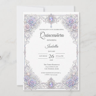 Elegante iridierende Floral Quinceañera Einladung