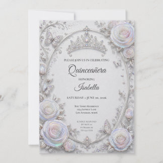 Elegante iridierende Prinzessin Quinceañera Einladung
