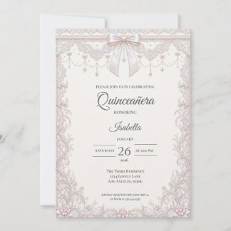 Elegante iridierende Prinzessin Quinceañera Einladung