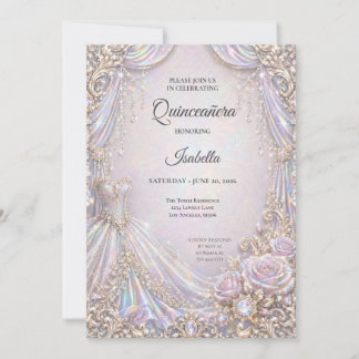 Elegante iridierende Prinzessin Quinceañera Einladung