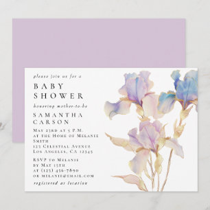 Elegante Iris-Aquarell-Baby-Shower Einladung