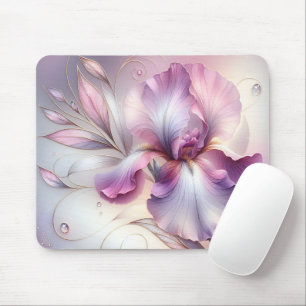 Elegante Iris-Blume mit Gold Etch Mousepad