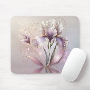 Elegante Iris-Blume mit Gold Mousepad