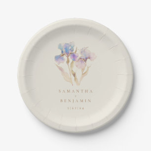 Elegante Iris Blumen Hochzeit Pappteller