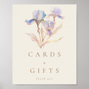 Elegante Iris-Blumen-Hochzeitskarten und Geschenke Poster