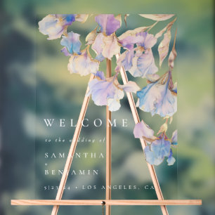 Elegante Iris-Blumenhochzeit Acrylschild