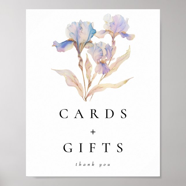 Elegante Iris Blumenkarten und Geschenke Poster (Vorne)