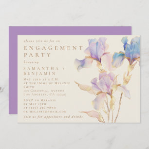 Elegante Iris Floral Engagement Party Einladung