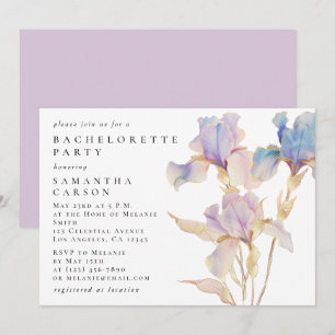 Elegante Iris Floral Watercolor Junggeselinnen-Abs Einladung