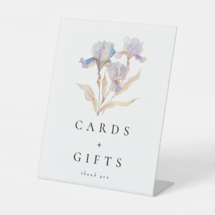 Elegante Iris Karten und Geschenke Sockelschild
