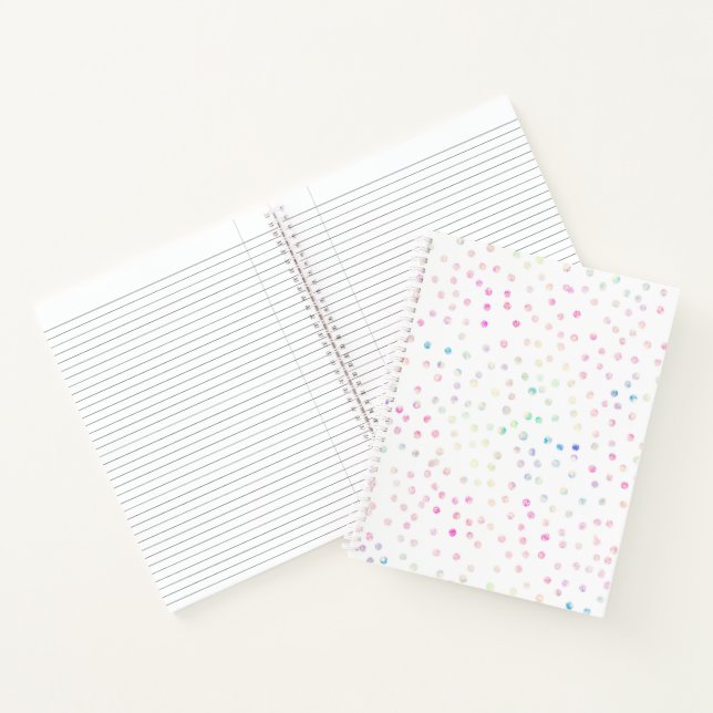 Elegante irisierende Glitterpunkte Weiß Design Notizbuch (Innenseite)