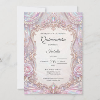 Elegante irisierende Prinzessin Quinceañera Einladung