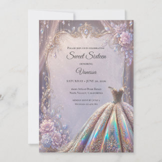 Elegante irisierende Prinzessin Sweet 16 Einladung