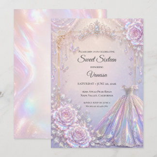 Elegante irisierende Prinzessin Sweet 16 Einladung