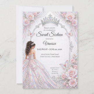Elegante irisierende Prinzessin Sweet 16 Einladung