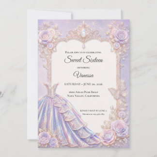 Elegante irisierende Prinzessin Sweet 16 Einladung