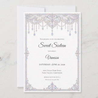 Elegante Irisierende Spitze Sweet 16 Einladung