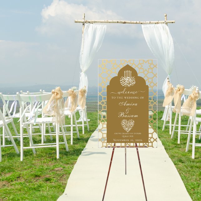 Elegante Islamische Archmuster Paare Hochzeit Acrylschild (Von Creator hochgeladen)