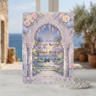 Elegante islamische Blumenhochzeit Einladung
