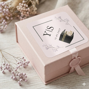 Elegante islamische Kaaba-Hajj-Omra-rosa florale Q Quadratischer Aufkleber