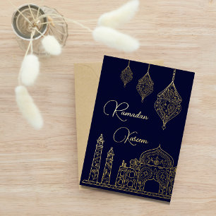 Elegante islamische verzierte Moschee-Laternen Ram Folien Feiertagskarte