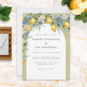 Elegante italienische Amalfi-Zitronen-Bogen-Hochze Einladung