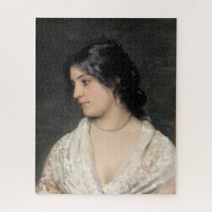 Elegante italienische Dame mit Perlenkette Puzzle