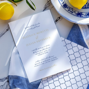 Elegante italienische Fliesen Blaue & Goldene Hoch Folieneinladung
