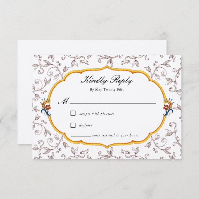 Elegante italienische Hochzeitskarte RSVP Karte (Vorne/Hinten)